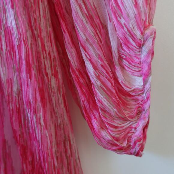 Calypso St Barth Tunic Womens XS Pink Silk Sheer Boho Long Sleeve Flowy Top - Picture 3 of 8